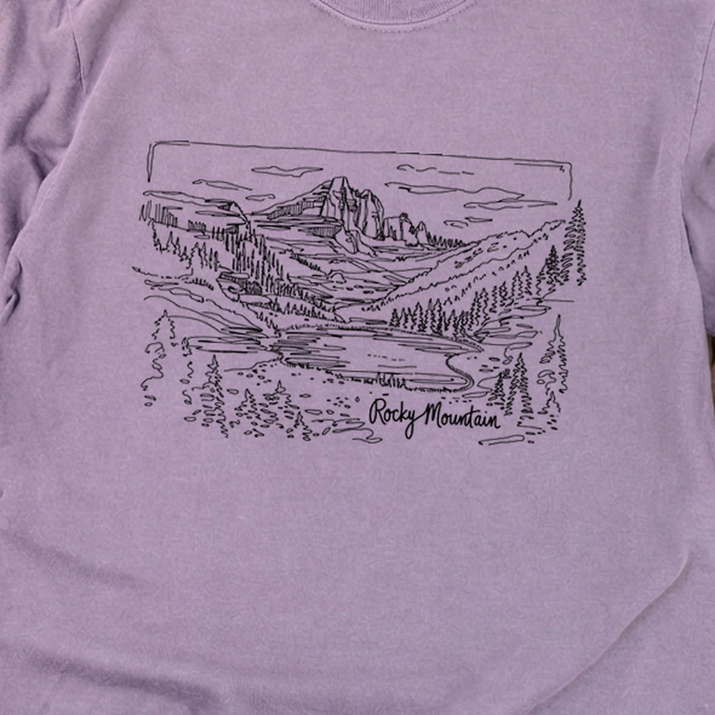 Rocky Mountain Line Drawing Cotton Long Sleeve