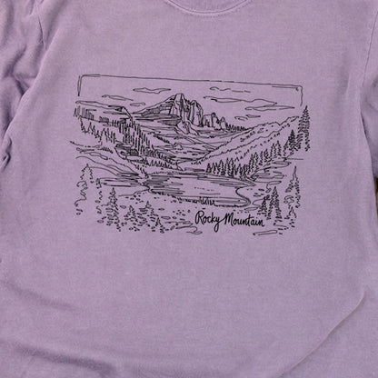 Rocky Mountain Line Drawing Cotton Long Sleeve