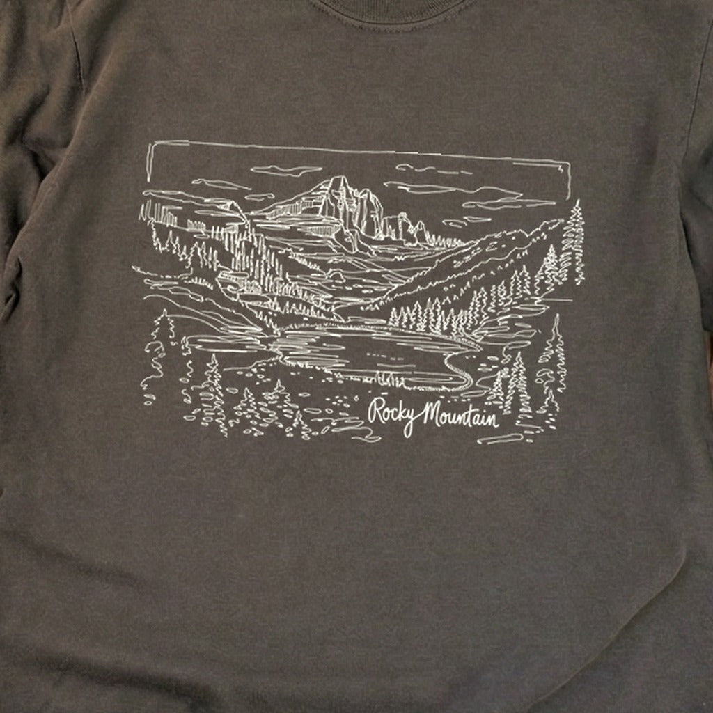 Rocky Mountain Line Drawing Cotton Long Sleeve