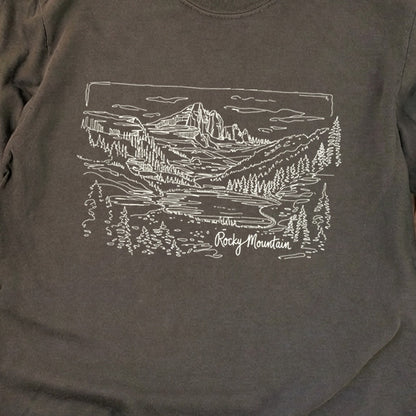 Rocky Mountain Line Drawing Cotton Long Sleeve