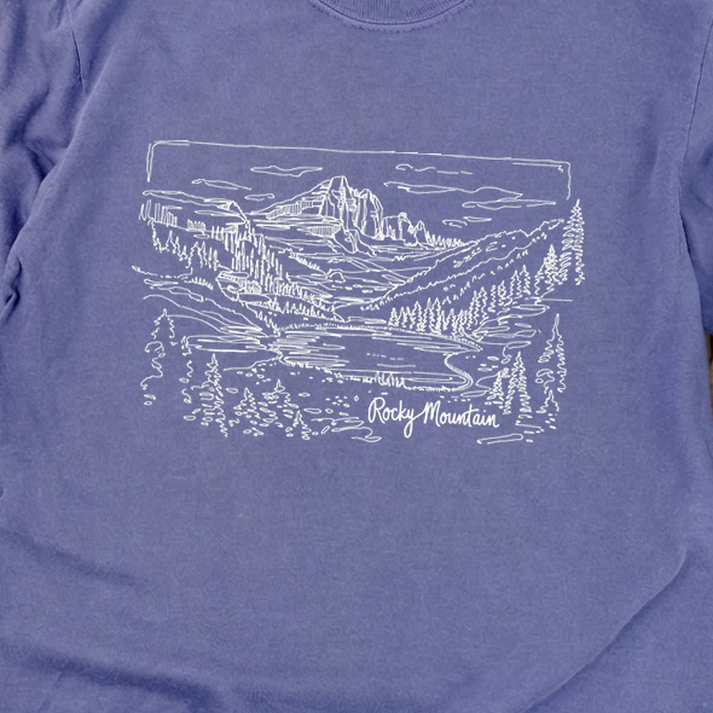 Rocky Mountain Line Drawing Cotton Long Sleeve