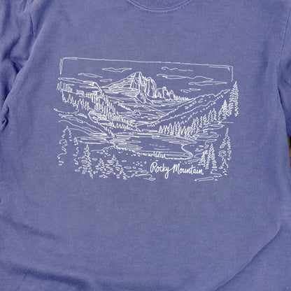 Rocky Mountain Line Drawing Cotton Long Sleeve