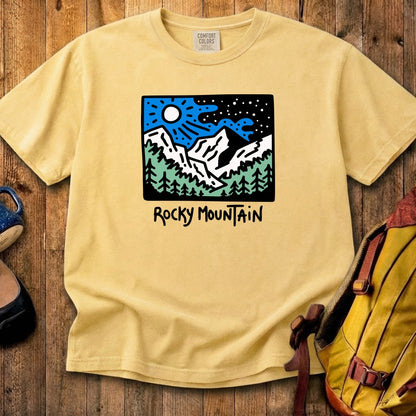 Rocky Mountain at Night Cotton T-Shirt