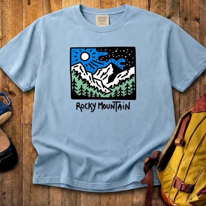 Rocky Mountain at Night Cotton T-Shirt