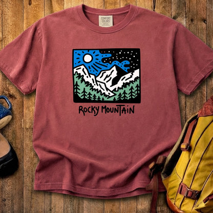 Rocky Mountain at Night Cotton T-Shirt