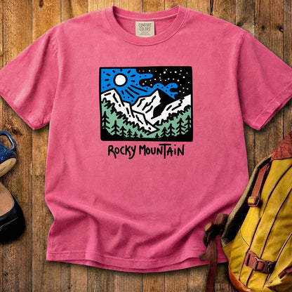 Rocky Mountain at Night Cotton T-Shirt