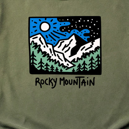 Rocky Mountain at Night Cotton T-Shirt