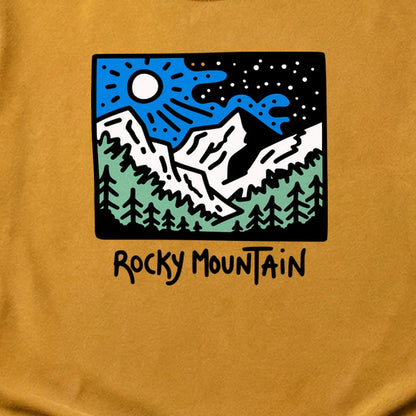 Rocky Mountain at Night Cotton T-Shirt