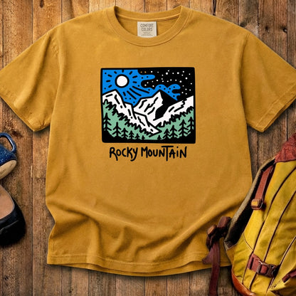 Rocky Mountain at Night Cotton T-Shirt