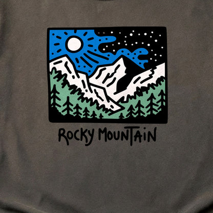 Rocky Mountain at Night Cotton T-Shirt