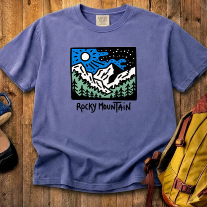 Rocky Mountain at Night Cotton T-Shirt