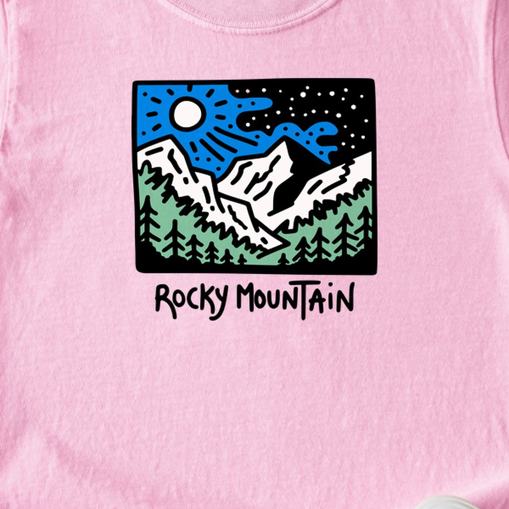 Rocky Mountain at Night Kids Cotton T-Shirt