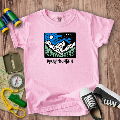 Rocky Mountain at Night Kids Cotton T-Shirt