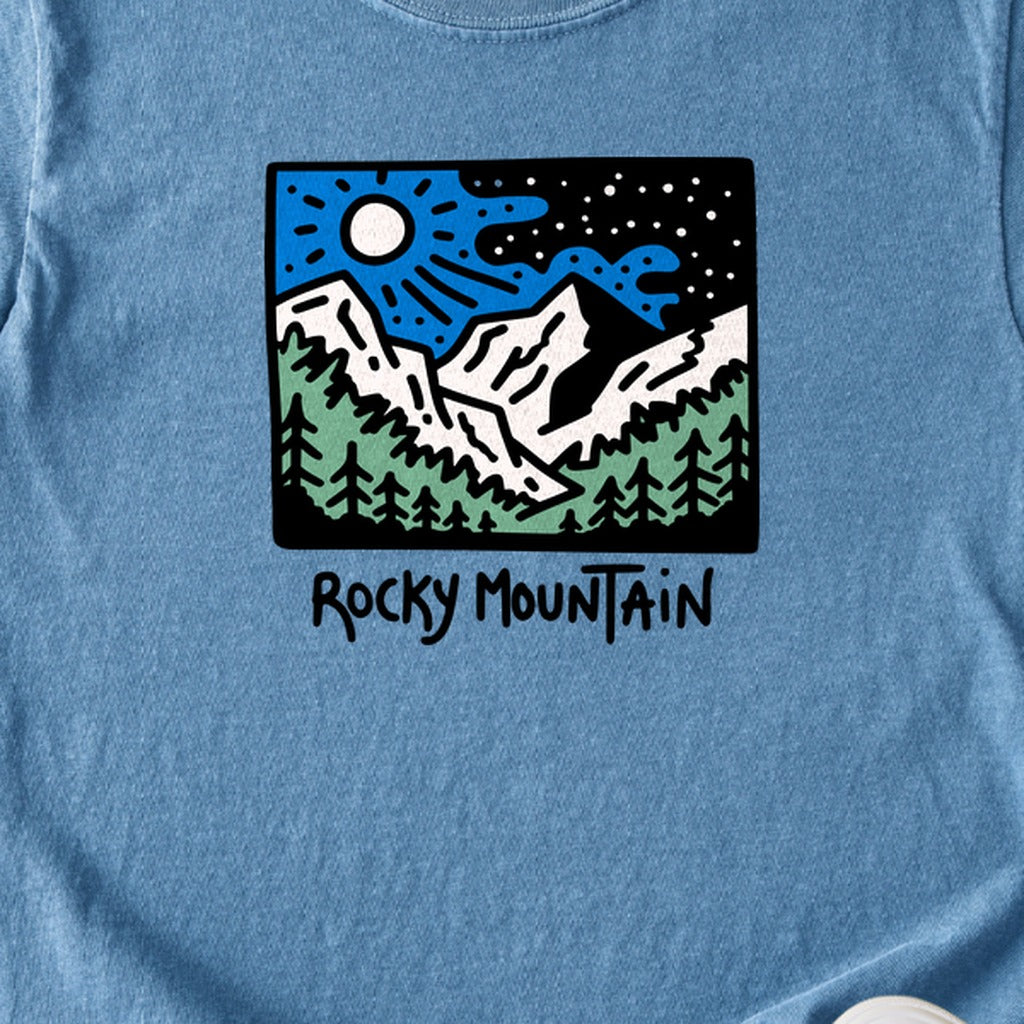 Rocky Mountain at Night Kids Cotton T-Shirt