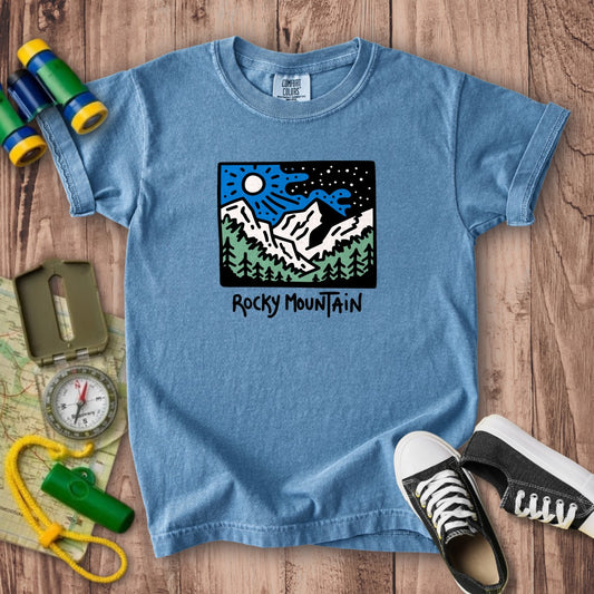 Rocky Mountain at Night Kids Cotton T-Shirt