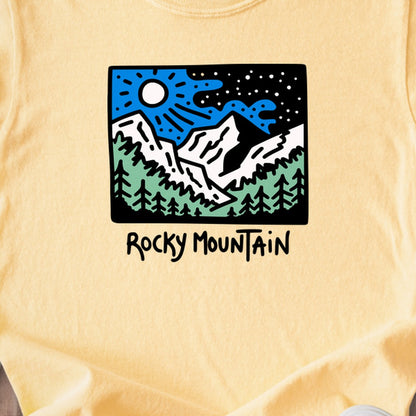 Rocky Mountain at Night Kids Cotton T-Shirt