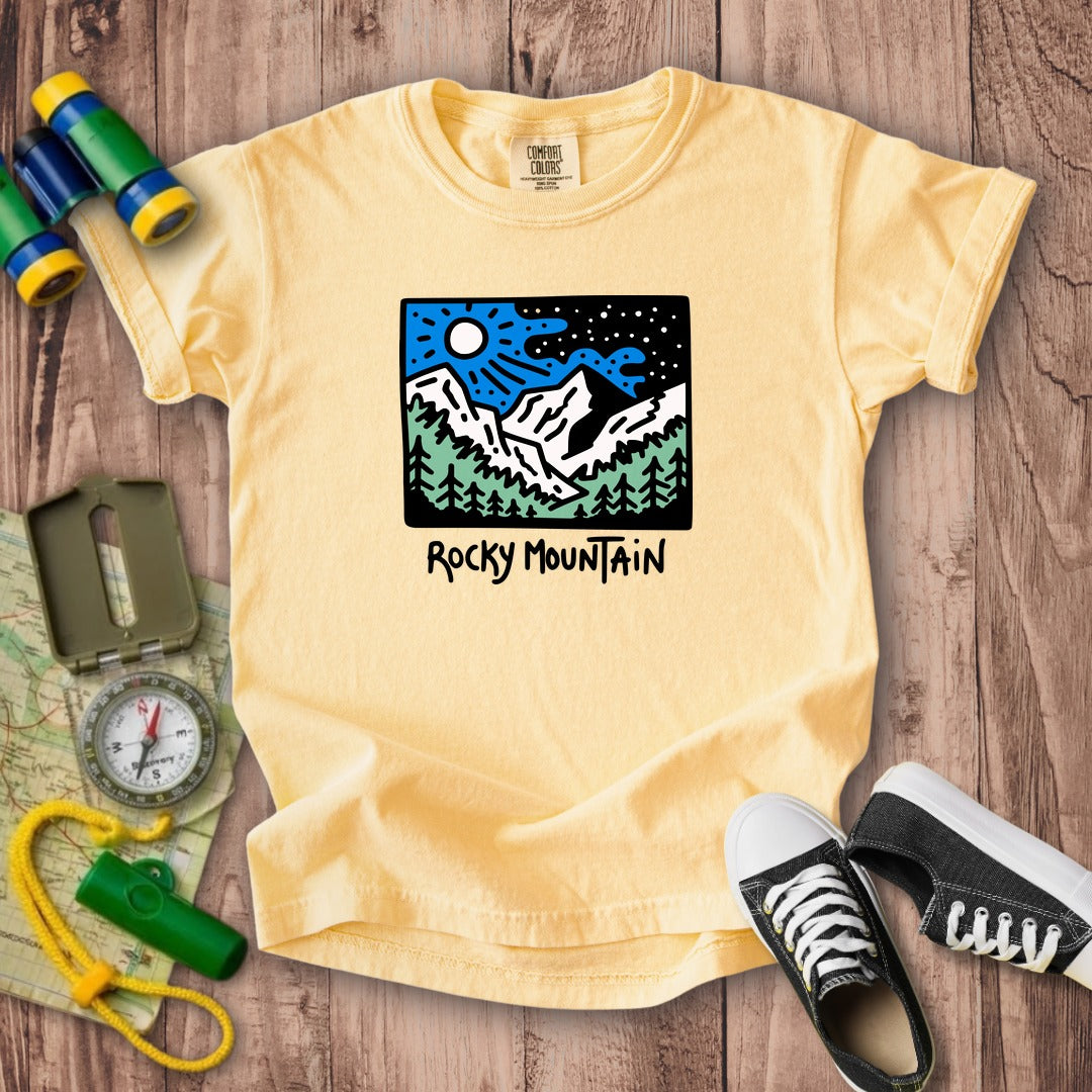 Rocky Mountain at Night Kids Cotton T-Shirt