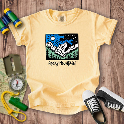 Rocky Mountain at Night Kids Cotton T-Shirt