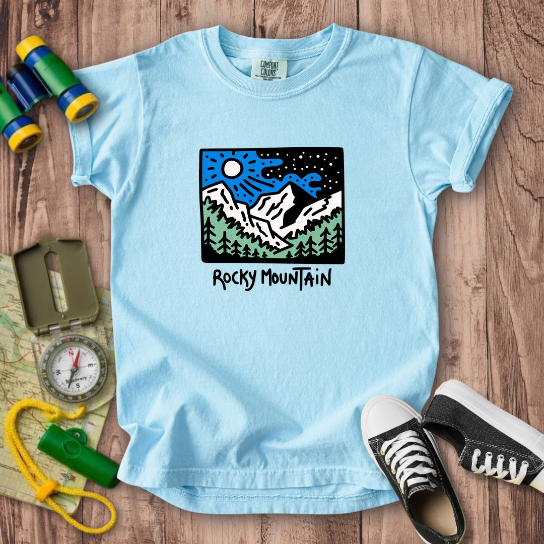 Rocky Mountain at Night Kids Cotton T-Shirt