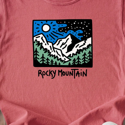 Rocky Mountain at Night Kids Cotton T-Shirt
