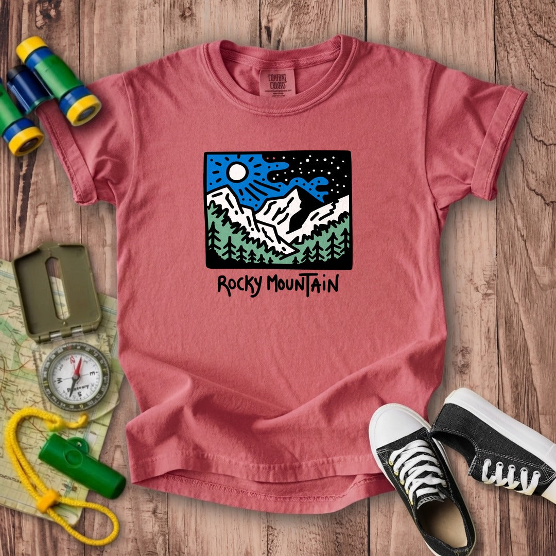 Rocky Mountain at Night Kids Cotton T-Shirt
