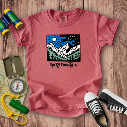 Rocky Mountain at Night Kids Cotton T-Shirt