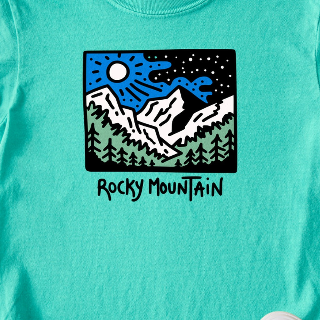 Rocky Mountain at Night Kids Cotton T-Shirt