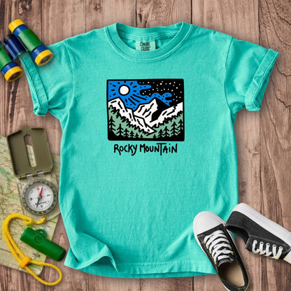 Rocky Mountain at Night Kids Cotton T-Shirt