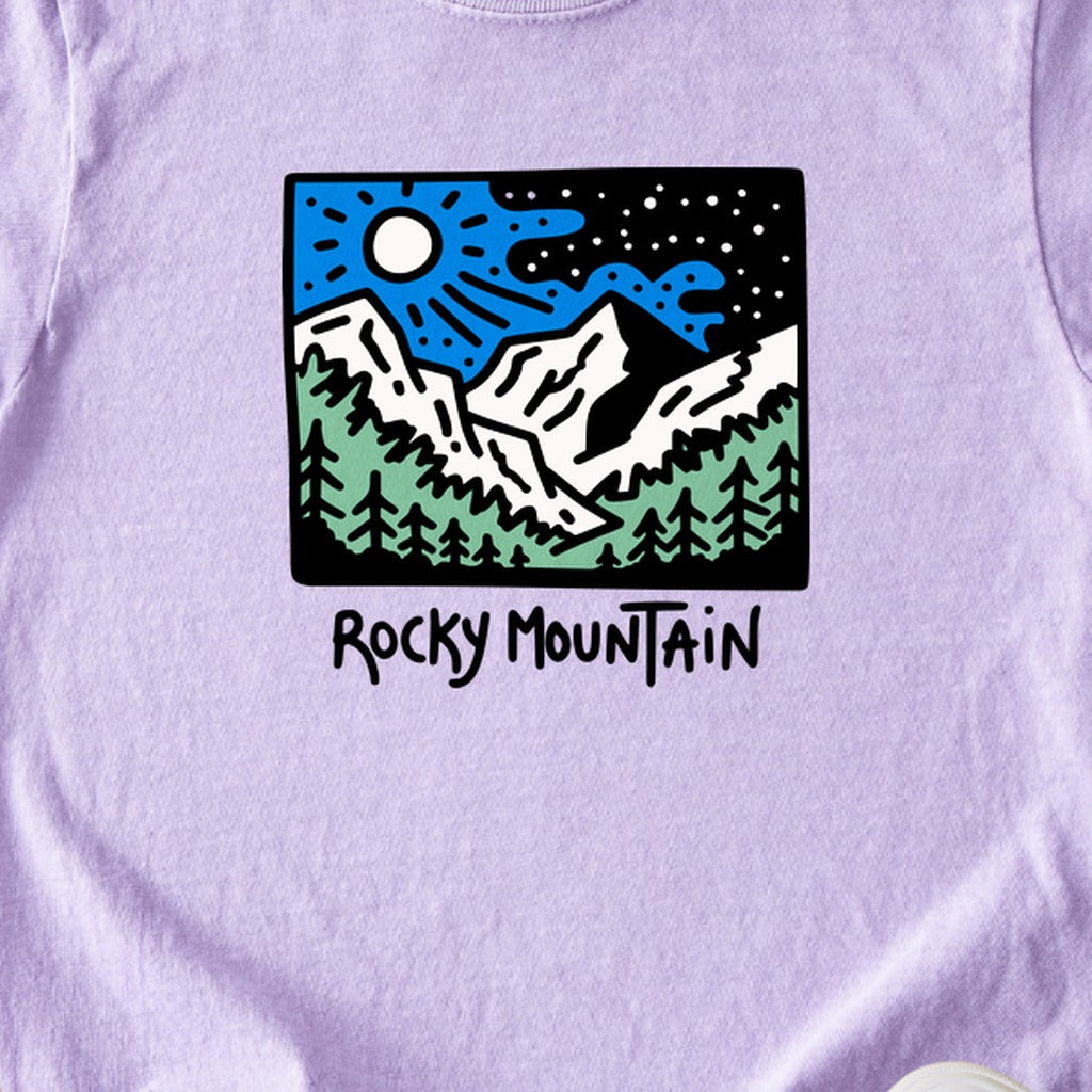 Rocky Mountain at Night Kids Cotton T-Shirt