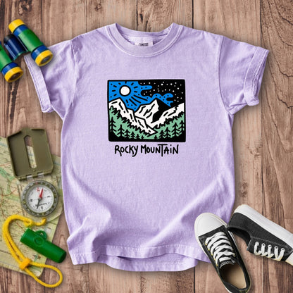 Rocky Mountain at Night Kids Cotton T-Shirt