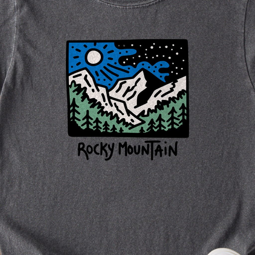 Rocky Mountain at Night Kids Cotton T-Shirt