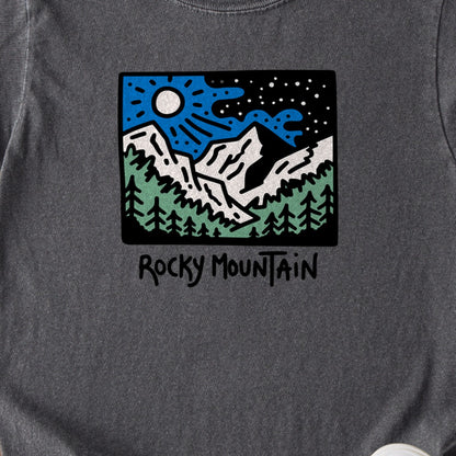 Rocky Mountain at Night Kids Cotton T-Shirt