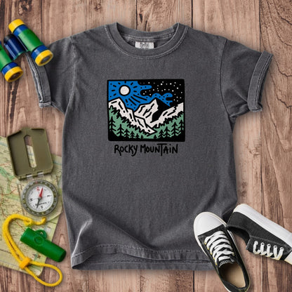 Rocky Mountain at Night Kids Cotton T-Shirt