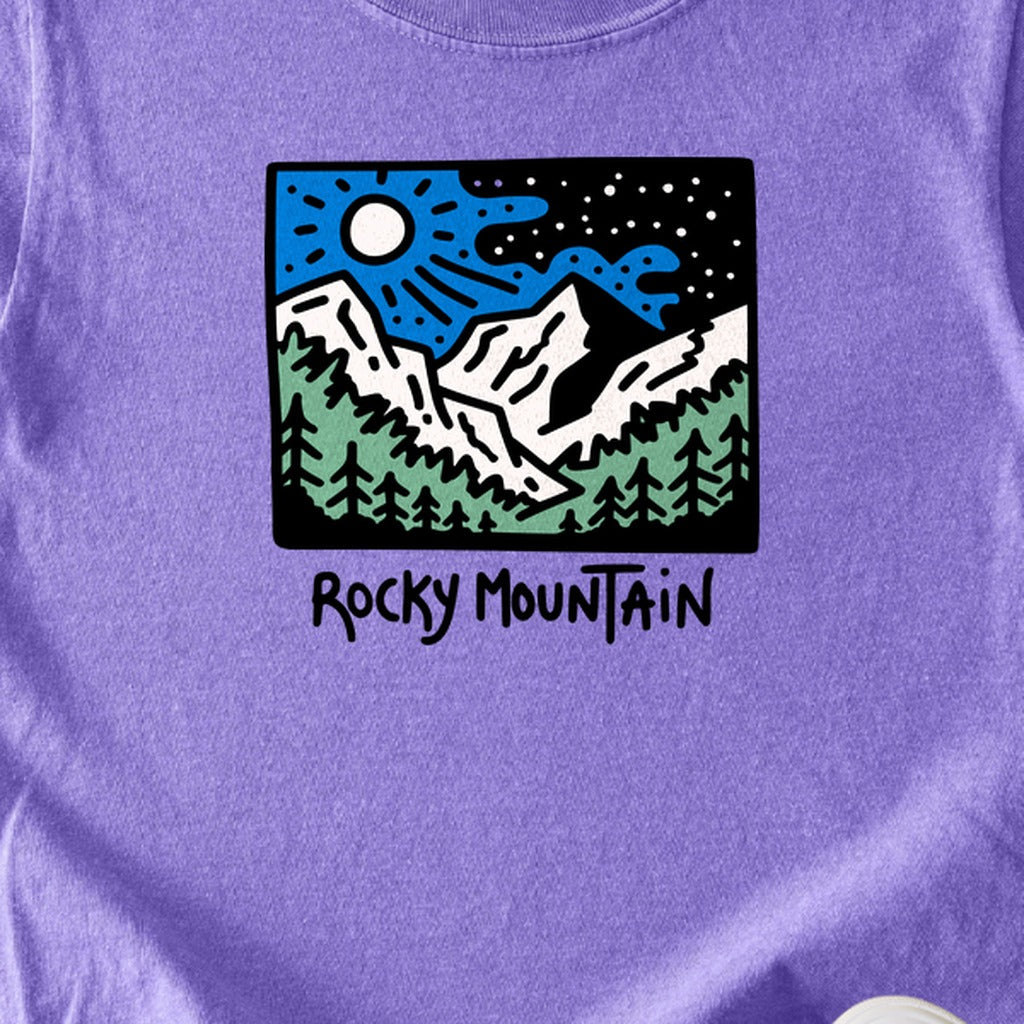 Rocky Mountain at Night Kids Cotton T-Shirt
