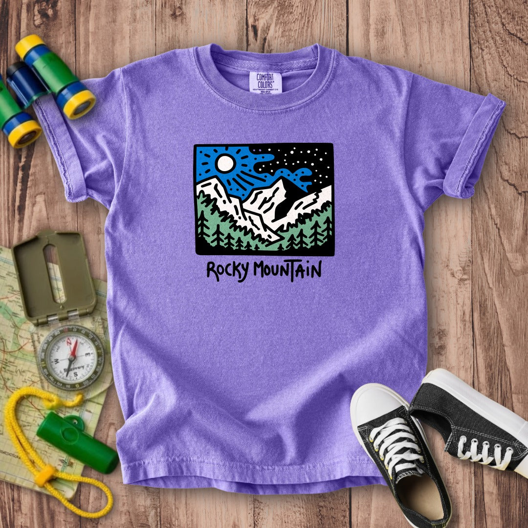 Rocky Mountain at Night Kids Cotton T-Shirt