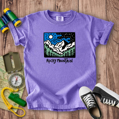 Rocky Mountain at Night Kids Cotton T-Shirt