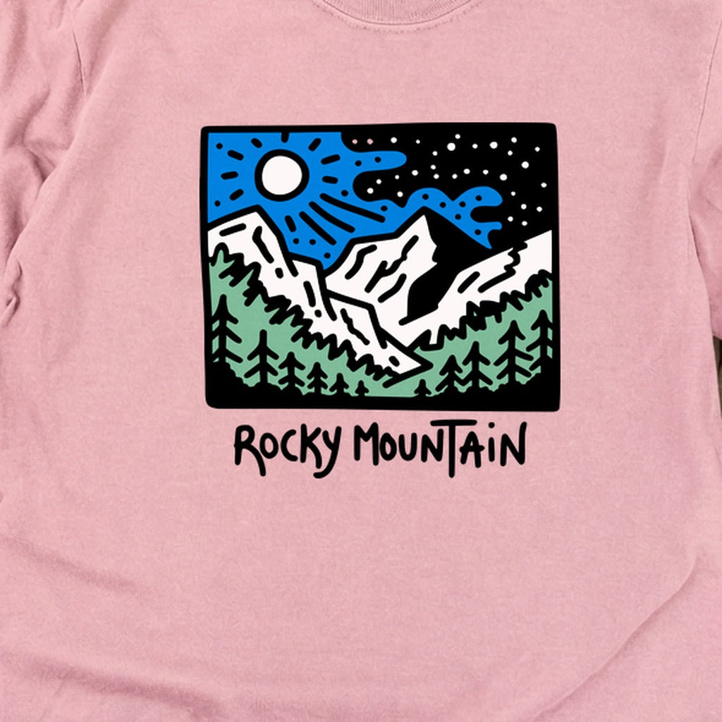Rocky Mountain at Night Cotton Long Sleeve