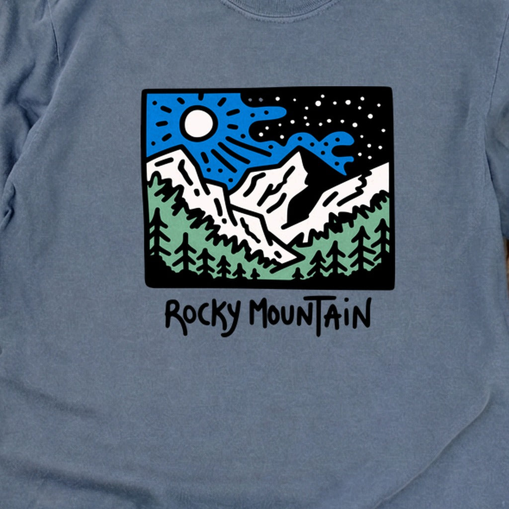 Rocky Mountain at Night Cotton Long Sleeve
