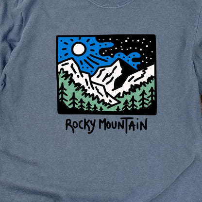 Rocky Mountain at Night Cotton Long Sleeve