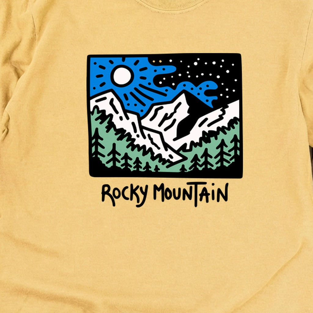 Rocky Mountain at Night Cotton Long Sleeve