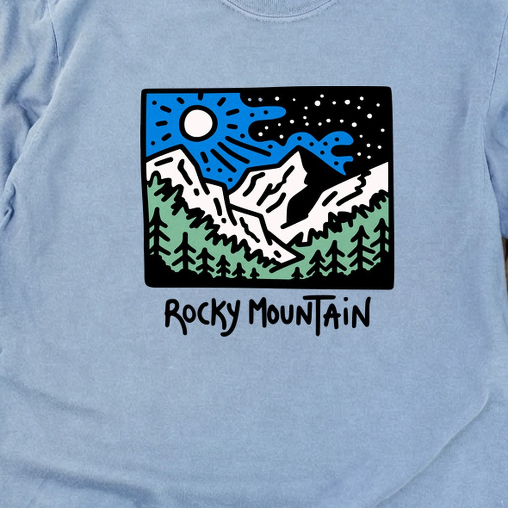Rocky Mountain at Night Cotton Long Sleeve