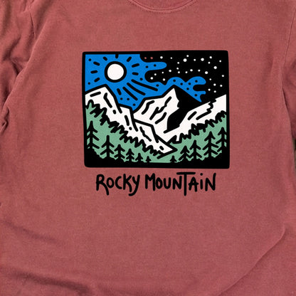Rocky Mountain at Night Cotton Long Sleeve