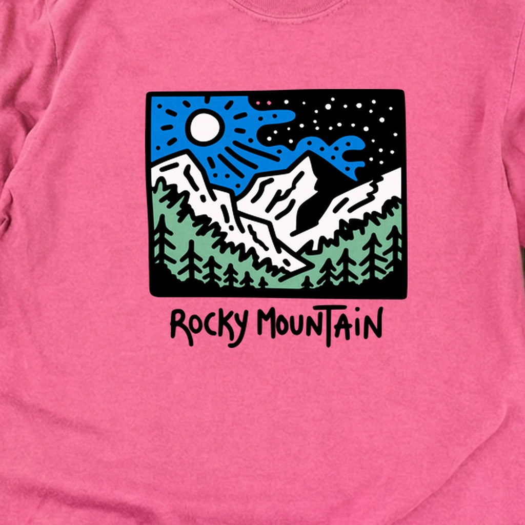 Rocky Mountain at Night Cotton Long Sleeve