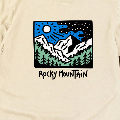 Rocky Mountain at Night Cotton Long Sleeve