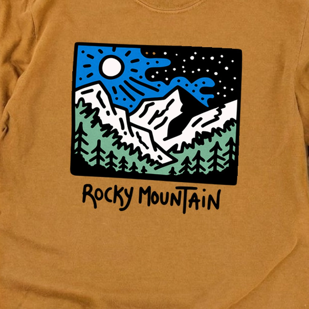 Rocky Mountain at Night Cotton Long Sleeve