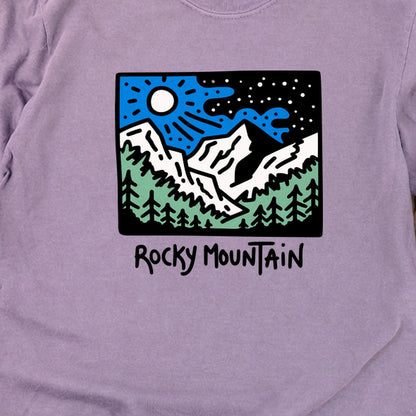 Rocky Mountain at Night Cotton Long Sleeve
