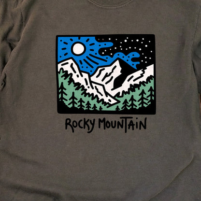 Rocky Mountain at Night Cotton Long Sleeve