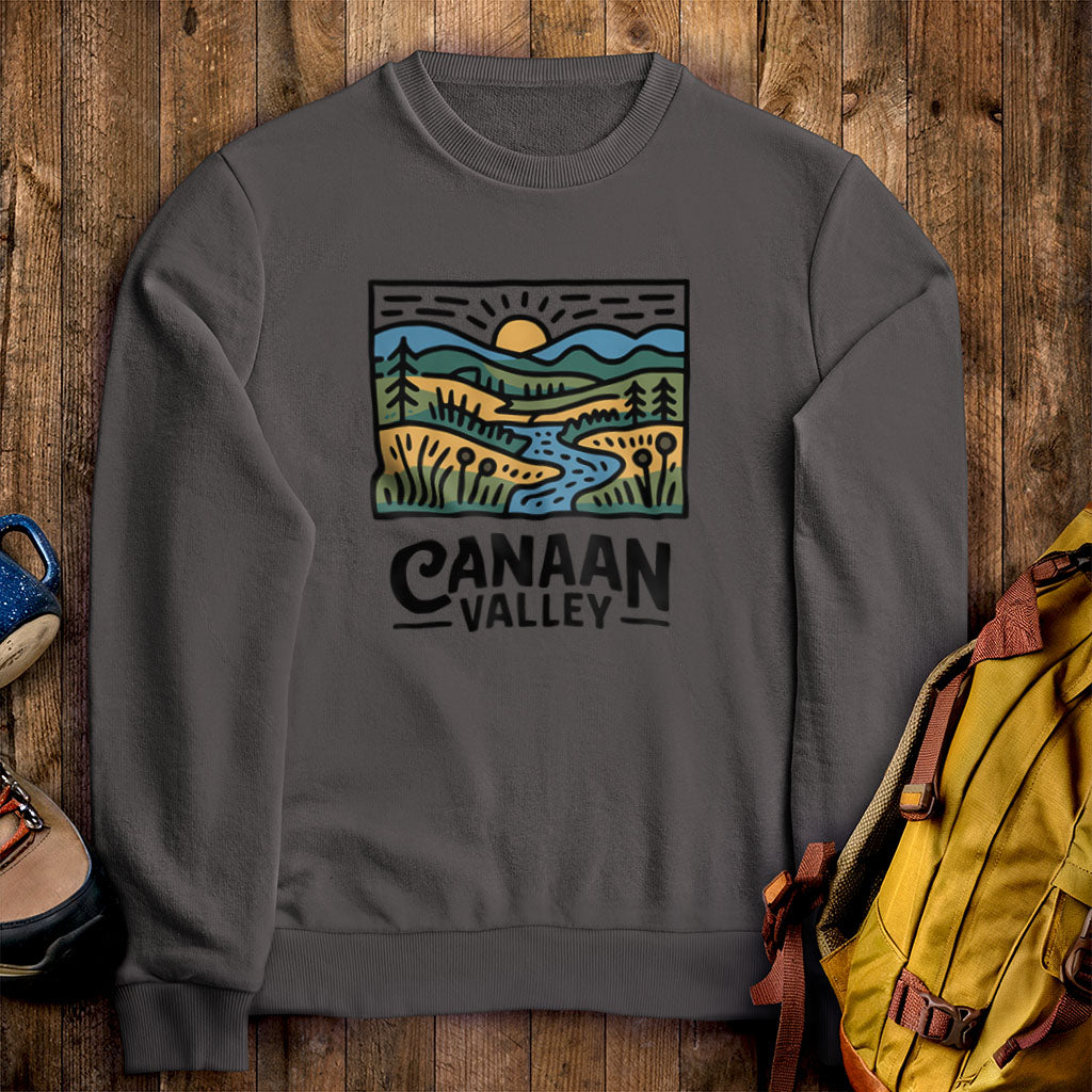 Canaan Valley Crewneck Sweatshirt Charcoal Adventure and Outdoors Themed Sweatshirt