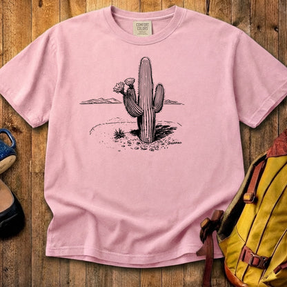 Saguaro Line Drawing Cotton T-Shirt