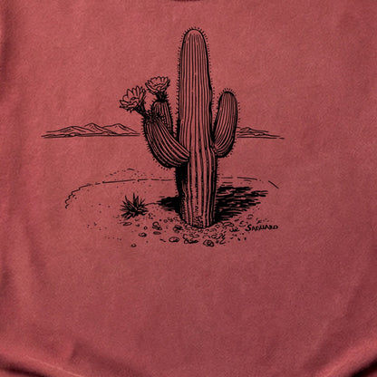 Saguaro Line Drawing Cotton T-Shirt